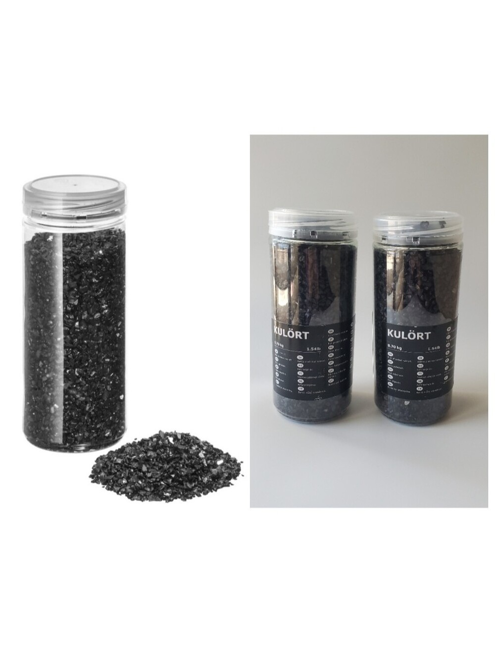IKEA Kulort Set of 2 Black Metallic Sheen Crushed Glass Vase Fillers Accents